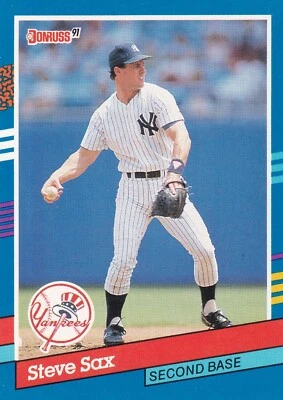 1991 Donruss #163 Steve Sax New York Yankees + Yes 4 Free Mystery Cards - Image 1 of 2