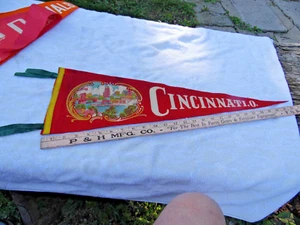 Vintage Pennant CINCINNATI, OHIO, WATERFRONT VIEW 26", VERY NICE - Picture 1 of 3