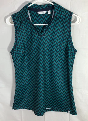 Camiseta sin mangas de tenis de golf Lady Hagen S verde cuello chevron cuello en V Foto 1 de 4