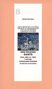 New Orleans Saints Cleveland Browns 1993 NFL talón de boleto Topps Vince Buck foto - Imagen 1 de 1