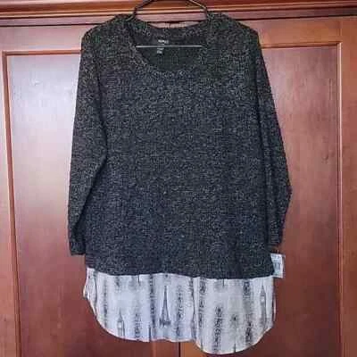 Camisa suéter Style & Co feminina tamanho 1x colarinho estampa cobra torre eiffel - Imagem 1 de 4