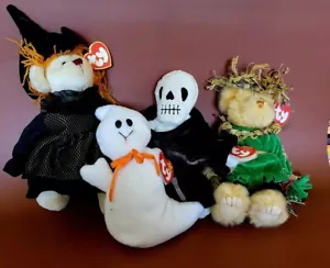 TY Beanie's für Halloween, Original Etikett, Hexe, Vogelscheuche, Geist, Skelett - Bild 1 von 5