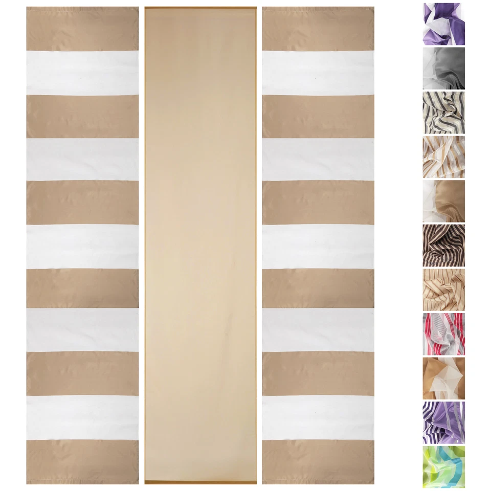 3er Pack Schiebegardine 60x260cm gestreift inkl. Zubehör Flächenvorhang Gardine - Bild 1 von 4