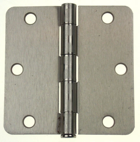 5 Satin Nickel Door Hinges 3 1/2"x 1 5/8" 1/4" Radius Corners 3 Holes Per Side Cover