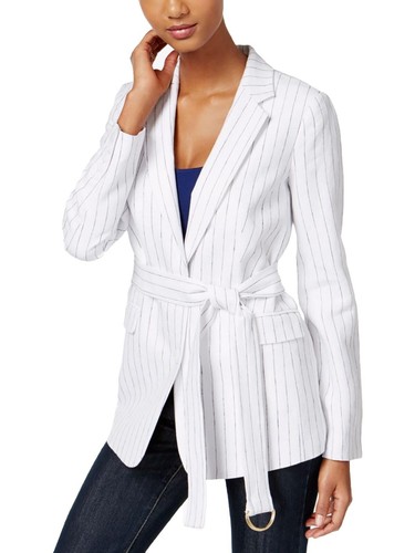 NUOVA GIACCA BLAZER BIANCA MICHAEL KORS CINTURA LUNGA TAGLIA 10$325