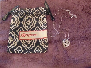 BRIGHTON SILVERTONE HEART NECKLACE WITH 16-17" CHAIN & CLOTH DUST  BAG - Picture 1 of 4