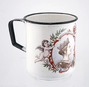 Rare Queen Victoria 1837 - 1897 Diamond Jubilee Enamel Mug - Picture 1 of 6