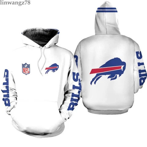 Buffalo Bills Hoodies Football Sweatshirt Hooded White Sports Jacket Coat S-5XL Cover