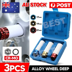3pc 17-21mm 1/2" Drive Wheel Protector Deep Impact Socket Set Lug Nut Socket Set - Picture 1 of 9