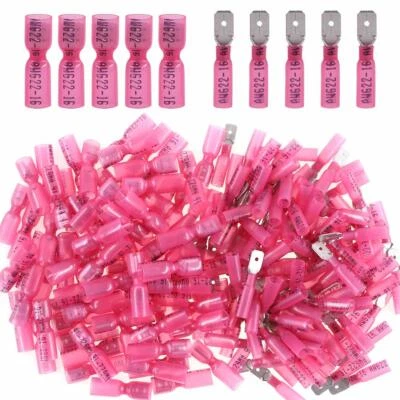 50PCS Red Male/Female Heat Shrink Crimp Spade Wire Connector Terminal Insulation - Image 1 of 4