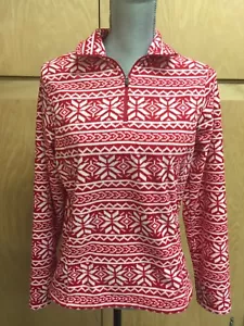 Suéter de lana copo de nieve rojo blanco LANDS END talla pequeña (Z693) - Imagen 1 de 6