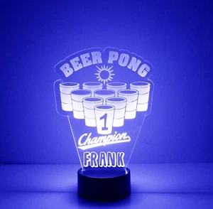 Insegna Personalizzata Beer Pong Bar, Mancava Illuminazione LED Telecomando Multicolore  - Foto 1 di 9