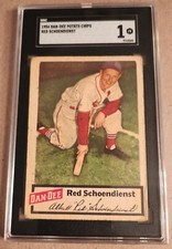Red Schoendienst 1954 Dan Dee Potato Chip Card Sgc 1 Graded