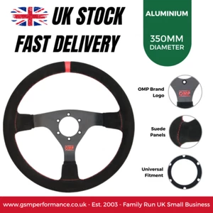 OMP WRC Red Edition 350mm Semi-Dish Suede Road And Track Day Steering Wheel - Picture 1 of 6