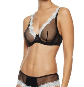 New MIMI HOLLIDAY Tulle black bra UK 32C RRP £66 - Picture 1 of 8