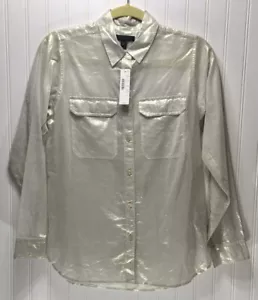 Neu J.CREW Damengröße 2 goldfarben schimmerndes leichtes Blusentop Orig 88 $ - Bild 1 von 6