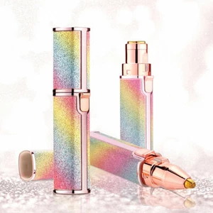 EPILATORE PORTATILE 2 IN 1 ROSSETTO GLITTER ELIMINA PELI VISO SOPRACCIGLIA BAFFI - Foto 1 di 3