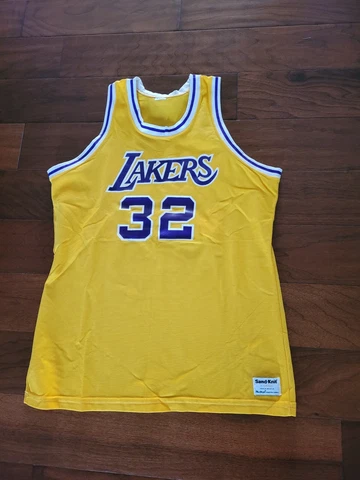 Magic Johnson #32 Los Angeles Lakers NBA Finals Sand-Knit Jersey, Size XL Cover
