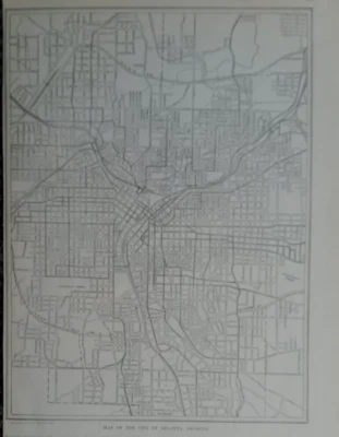 Antique Post World War WWI 1924 World Atlas City Map Atlanta Georgia GA Railroad - Image 1 of 4