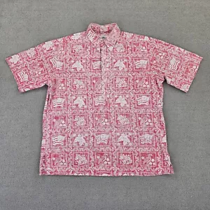 Reyn Spooner Shirt Hawaiian Aloha Shirt Pullover Nene Flag Mens Large Red - Picture 1 of 11