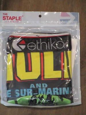 ETHIKA THE STAPLE GREEN HULK AND THE SUR-MARINER BOXER BRIEFS  SIZE SMALL - Image 1 of 2