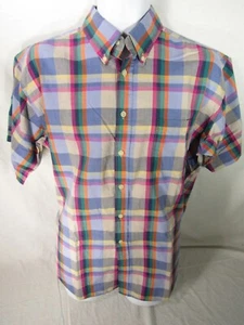 Vtg Members Only Clubhouse Button Up Casual Dress Shirt LARGE Plaid Short Sleeve - Picture 1 of 4