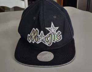 Magic cap Orlando Johnson hat Hologram Black Mitchell Ness NBA Snap Back - Picture 1 of 8