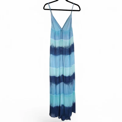 Gypsy 05 Maxi Dress Size XS 100% Silk Blue Stripe Color Block Sleeveless Beach - Image 1 of 4