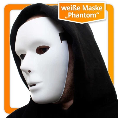 Weiße neutrale Maske maskulin anonyme Venezianische Faschingsmaske Phantommaske - Bild 1 von 3