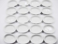 Dollhouse Miniature Kitchenware Ceramic 20 White Oval Soup Bowls 3.5cm 2343