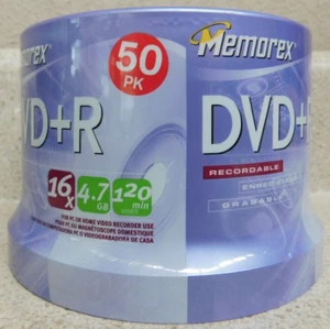 Memorex DVD+R 16X 4.7 GB 120 Min 50 Pack Brand New Sealed . - Afbeelding 1 van 6