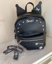 Kuromi Sanrio Landmine Subculture Punk Devil Black Leather Ruck sack Bag Rare
