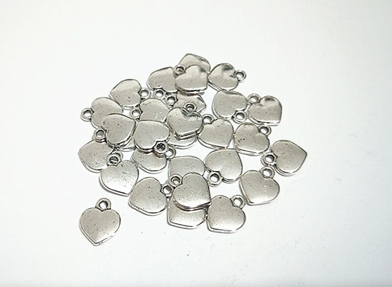 10pz ciondoli  charms Cuore 12x10mm colore argento scuro bijoux - Immagine 1 di 1