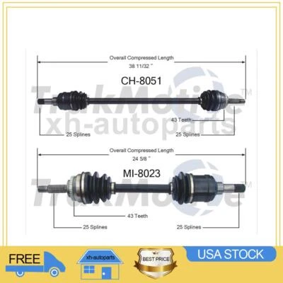 Fits 1995~1999 Dodge Avenger 2X Front TrakMotive CV Axle Shaft XH - Image 1 of 3