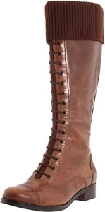 New Cole Haan Air Whitley Leather Knit-Cuff Knee-High Tall Boot ~Amber/Brown 6.5 - Picture 1 of 11