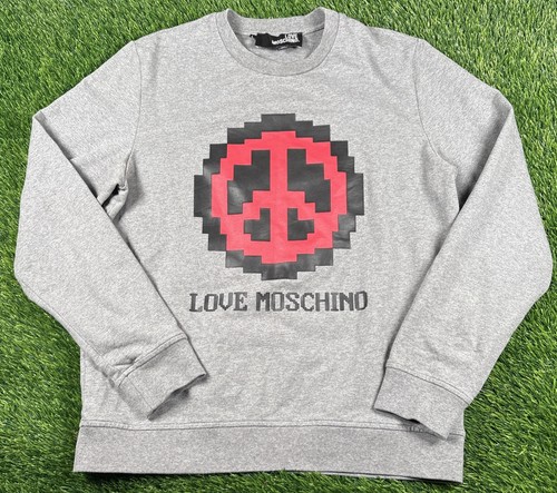 MOSCHINO FELPA MAGLIONE TG L UOMO GIROCOLLO SEGNO DI PACE PULLOVER