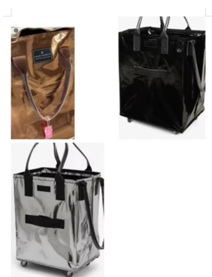 Большая сумка-тоут на колесиках Ez ROLL с застежкой-молнией сверху и на пуговицах, черная - Изображение 1 из 4