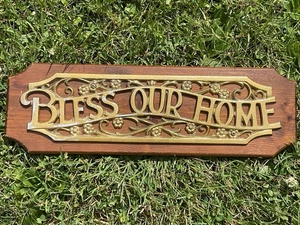 Bless Our Home Metall Holz Plakette Wanddekoration Küster Home Interiors - Bild 1 von 8