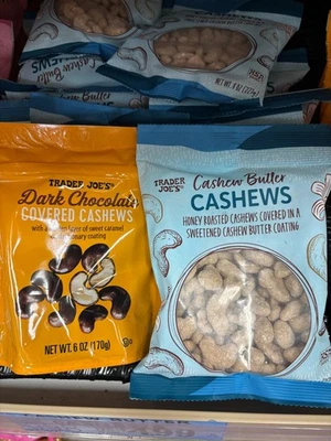 PICK 2!! Trader Joe's Dark Chocolate Covered OR Cashew Butter Cashews 6oz 170g - Image 1 of 3