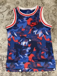Nike Shirt Boys Large Blue Camo Logo Tank Top Outdoor Youth Kids Drifit Workout - Picture 1 of 3