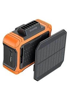 10000mAh Waist Clip Fan with Solar Panel, 30H Working Time, Personal Orange - Picture 1 of 7