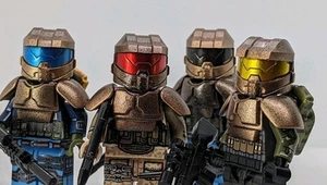 Custom Printed LEGO Minifigures (4x) Orbital Space Military Troopers Bronze Team - Picture 1 of 14