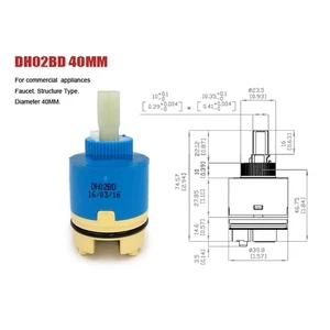 For Hain-Yo Idling Mixing Faucet Ceramic Cartridge Valve Core DL02BD DH02BD 40MM - Picture 1 of 8