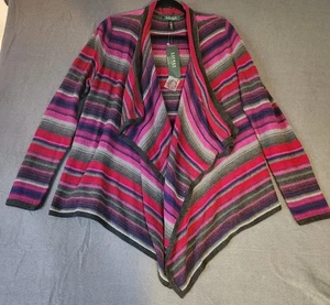 Lauren Ralph Lauren Open Cardigan Sweater LP Southwestern Drape Cotton Linen NWT - Picture 1 of 8