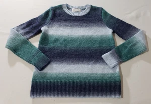 Vecchio maglione girocollo blu navy verde ombreggiato donna S maglia accogliente - Foto 1 di 5