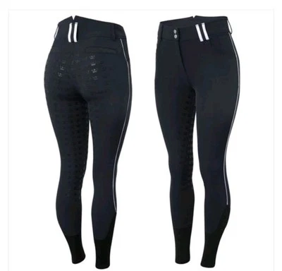 Horze Womens Active Full Seat Breeches With Silicone Grip Size 26 Navy Blue - Image 1 of 2