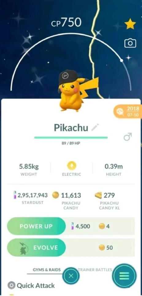 Pokémon Shiny Pikachu Fragment ( Street Hat ) GO - Image 1 of 2