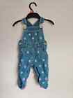 Baby Girls Cute Soft Denim Dungarees Flowers M&Co Age 3-6 Months