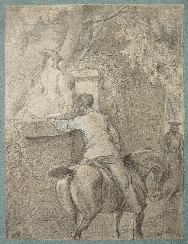 Dessin original de Félix Philippoteaux (1815-1884) illustration cavalier cheval - Photo 1/1