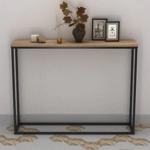 Wooden Free Standing Hallway Console Table Living Room Shelf Display Metal Legs - Picture 1 of 26